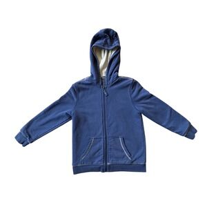 LL Bean Youth Kids Full Zip Up‎ Jacket Sherpa Lined Sz Medium 10/12 Blue Unisex